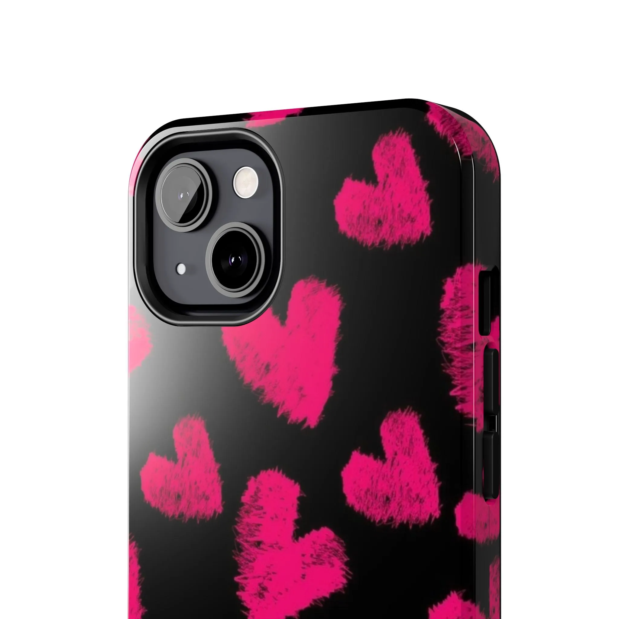 Hot Pink Fuzzy Hearts iPhone Tough Case