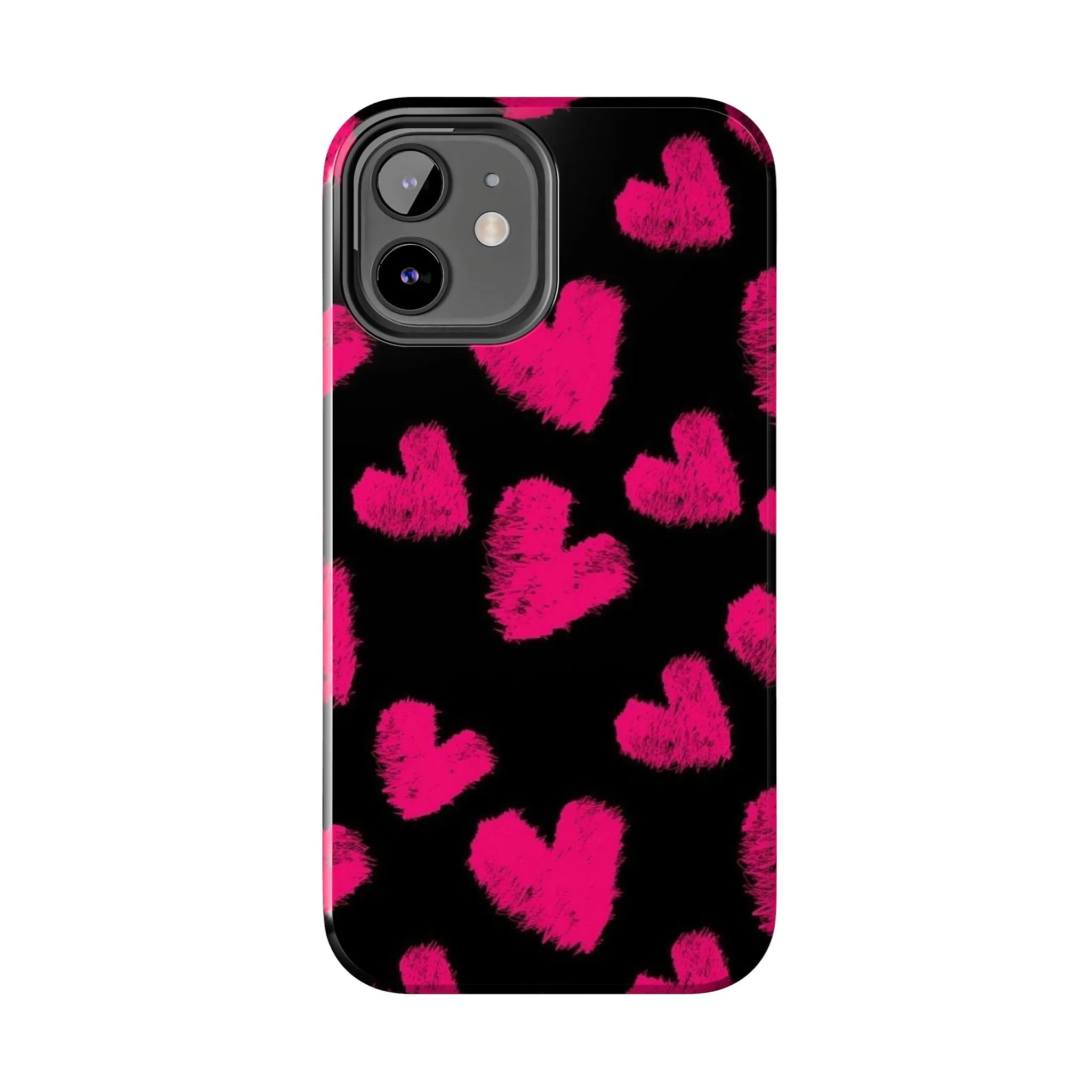 Hot Pink Fuzzy Hearts iPhone Tough Case