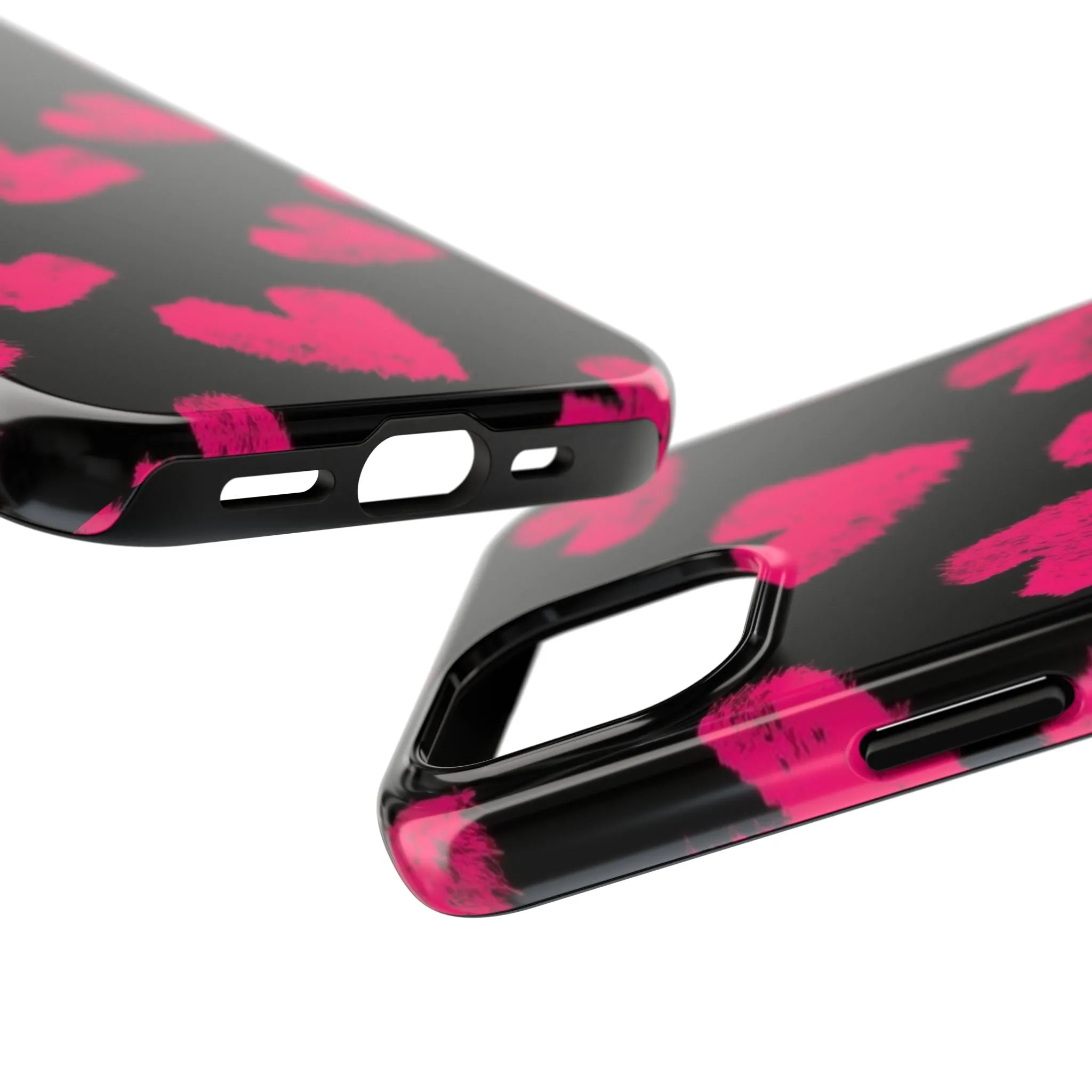 Hot Pink Fuzzy Hearts iPhone Tough Case