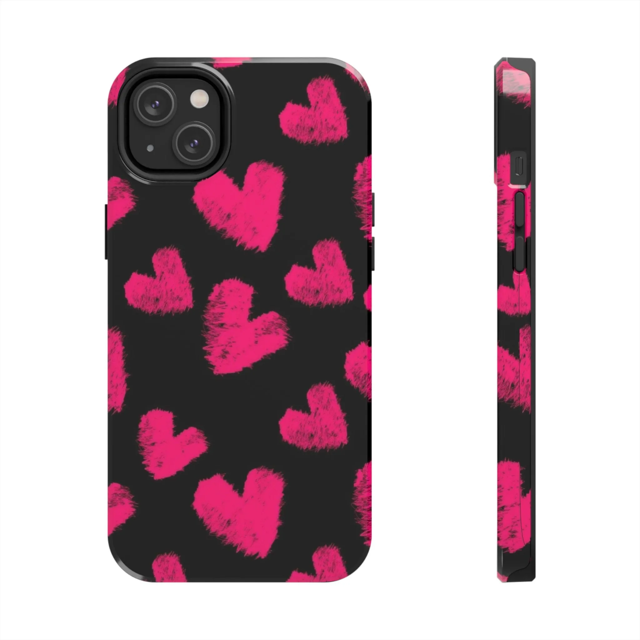 Hot Pink Fuzzy Hearts iPhone Tough Case