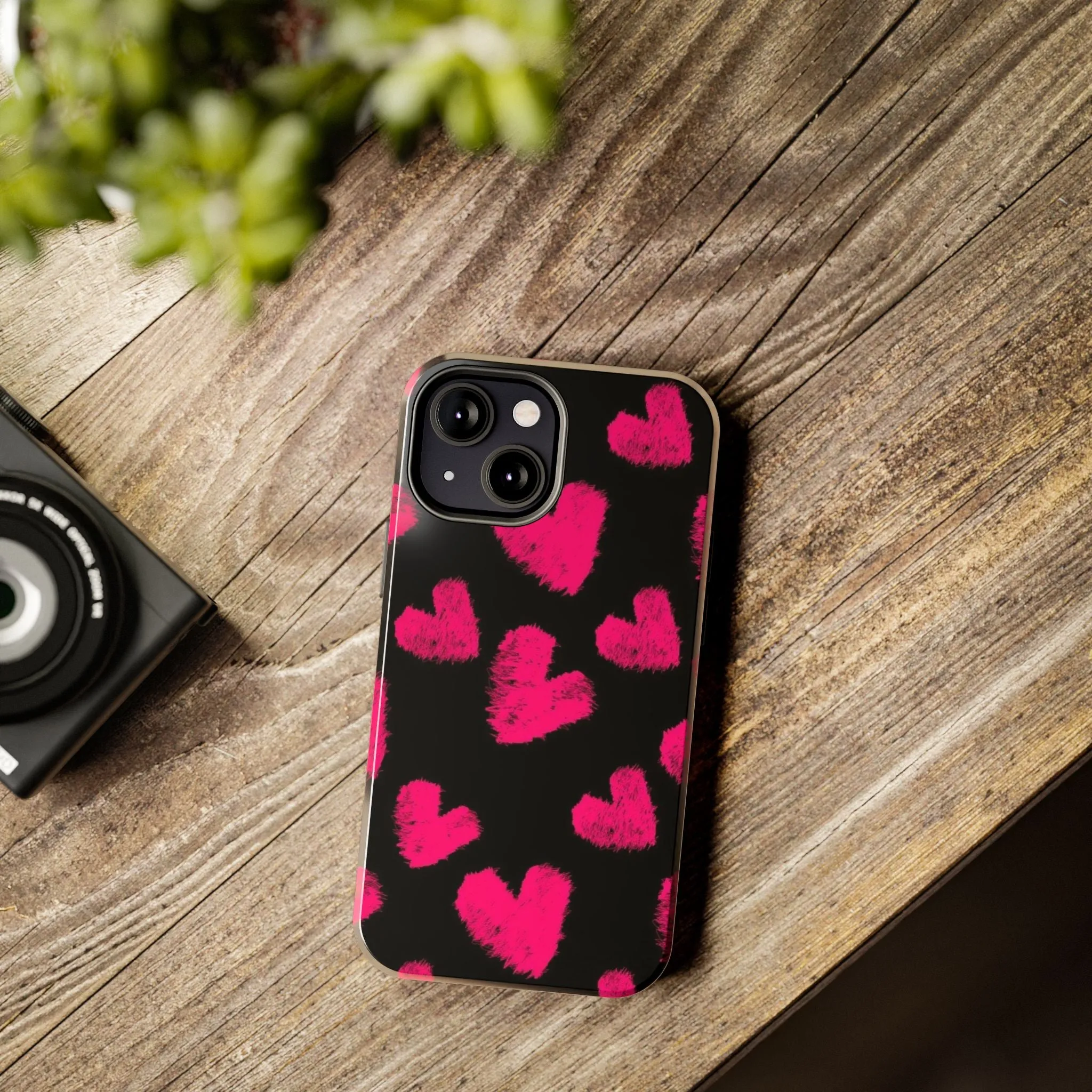 Hot Pink Fuzzy Hearts iPhone Tough Case