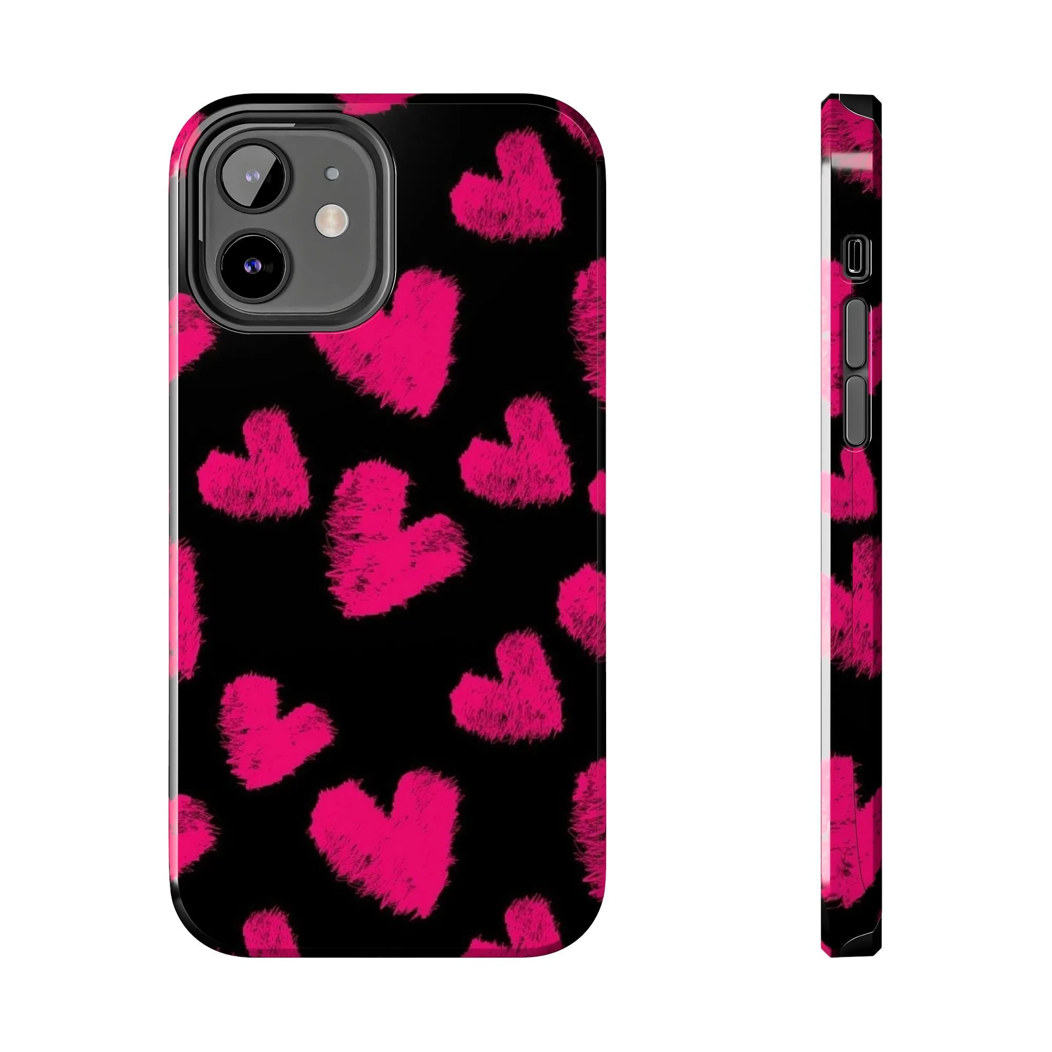 Hot Pink Fuzzy Hearts iPhone Tough Case