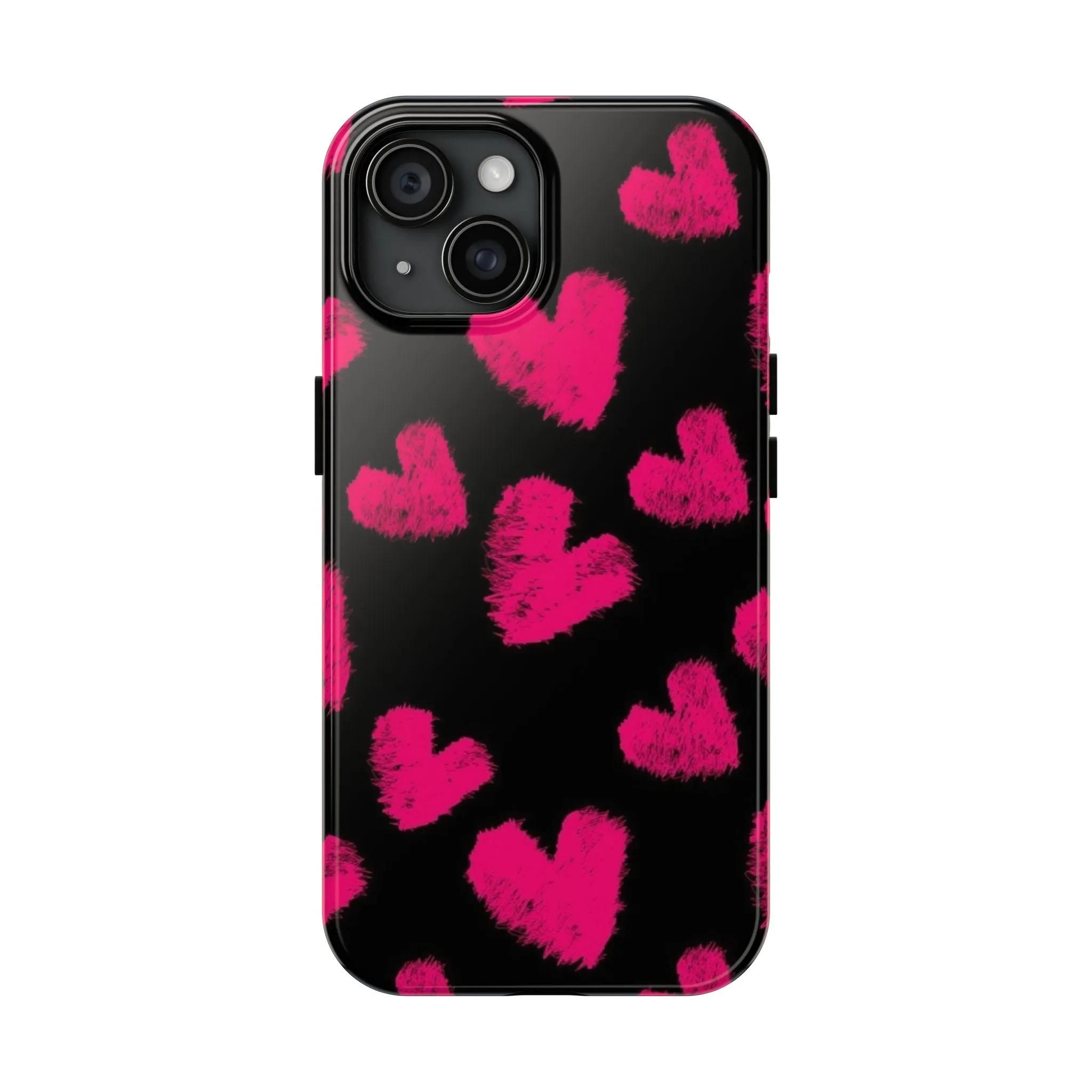 Hot Pink Fuzzy Hearts iPhone Tough Case