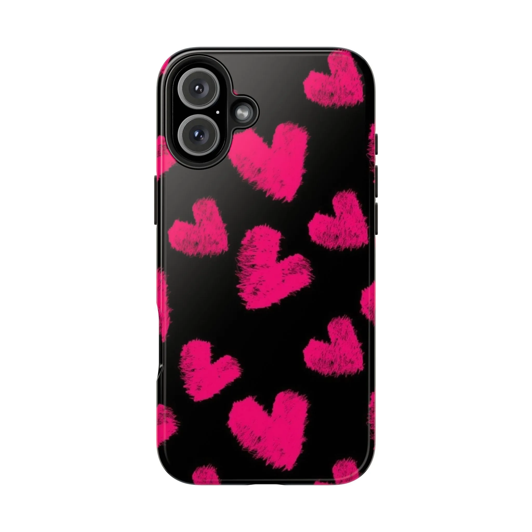 Hot Pink Fuzzy Hearts iPhone Tough Case