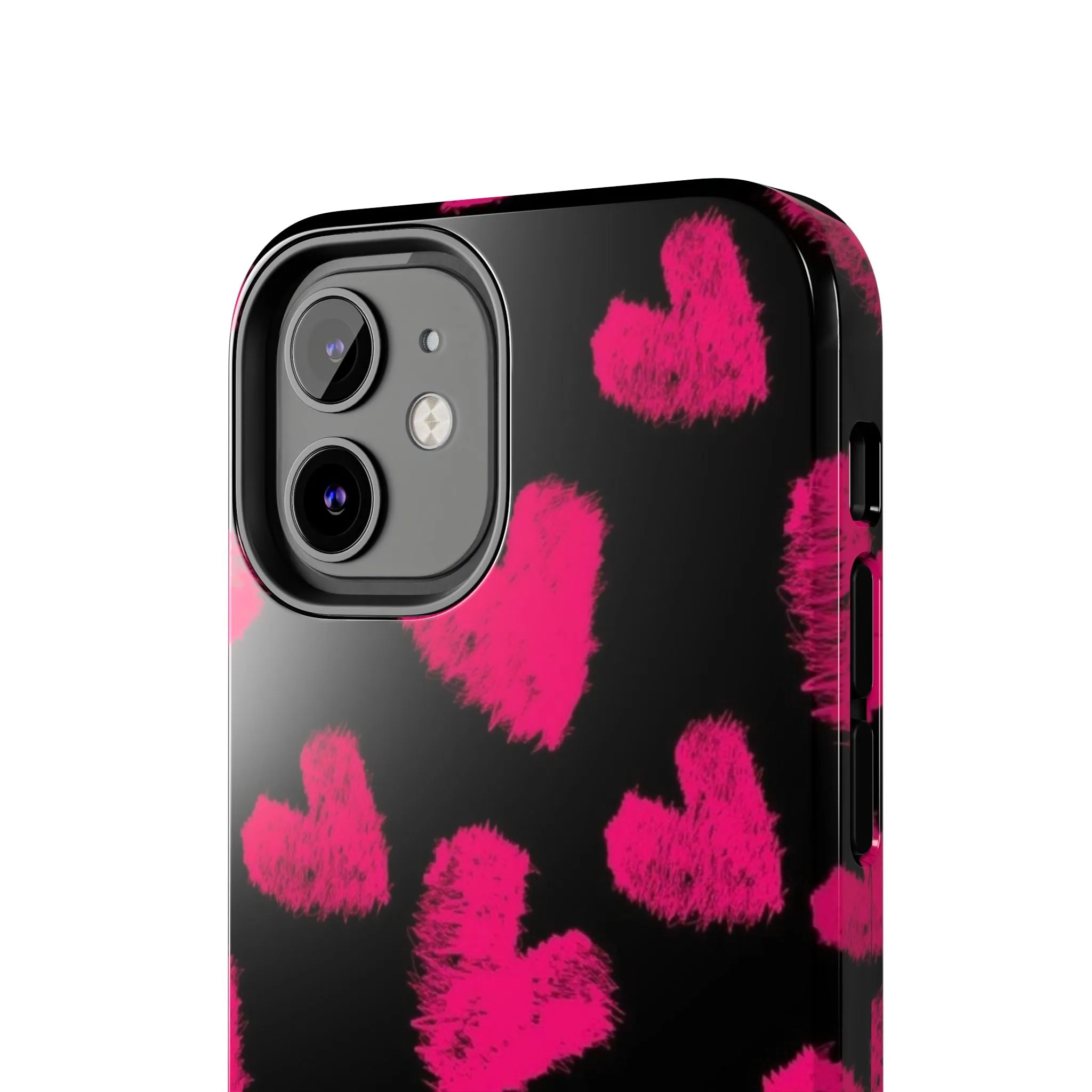 Hot Pink Fuzzy Hearts iPhone Tough Case