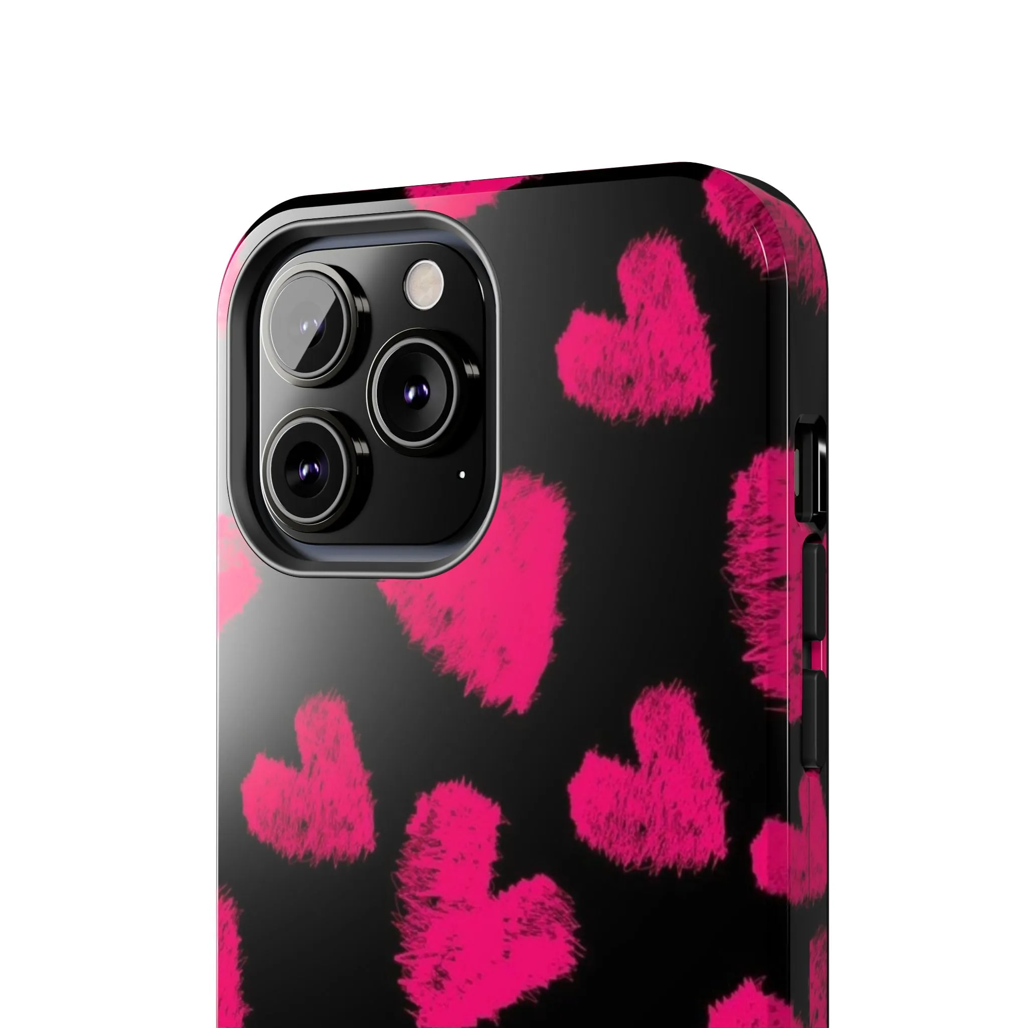 Hot Pink Fuzzy Hearts iPhone Tough Case