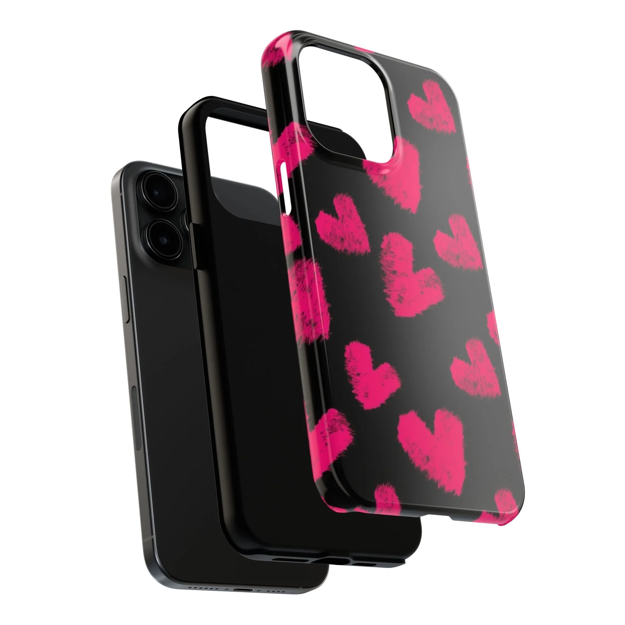 Hot Pink Fuzzy Hearts iPhone Tough Case