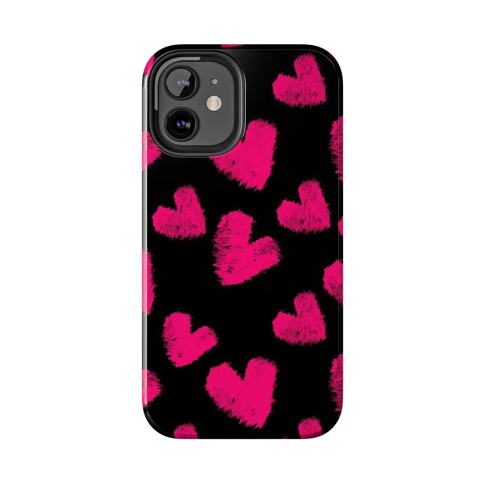 Hot Pink Fuzzy Hearts iPhone Tough Case