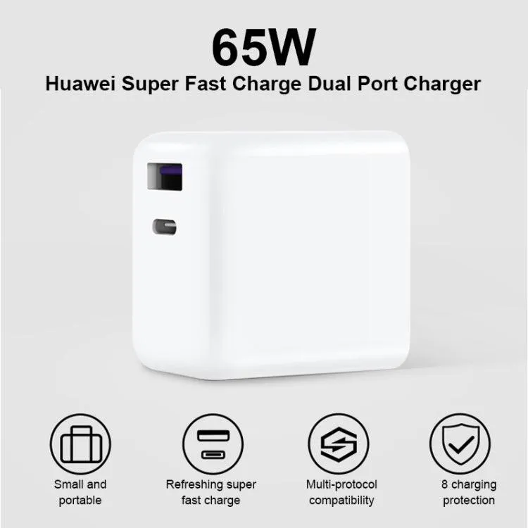 Huawei 65W GaN Dual Port Super Fast Charger with USB-C & Type-C Compatibility