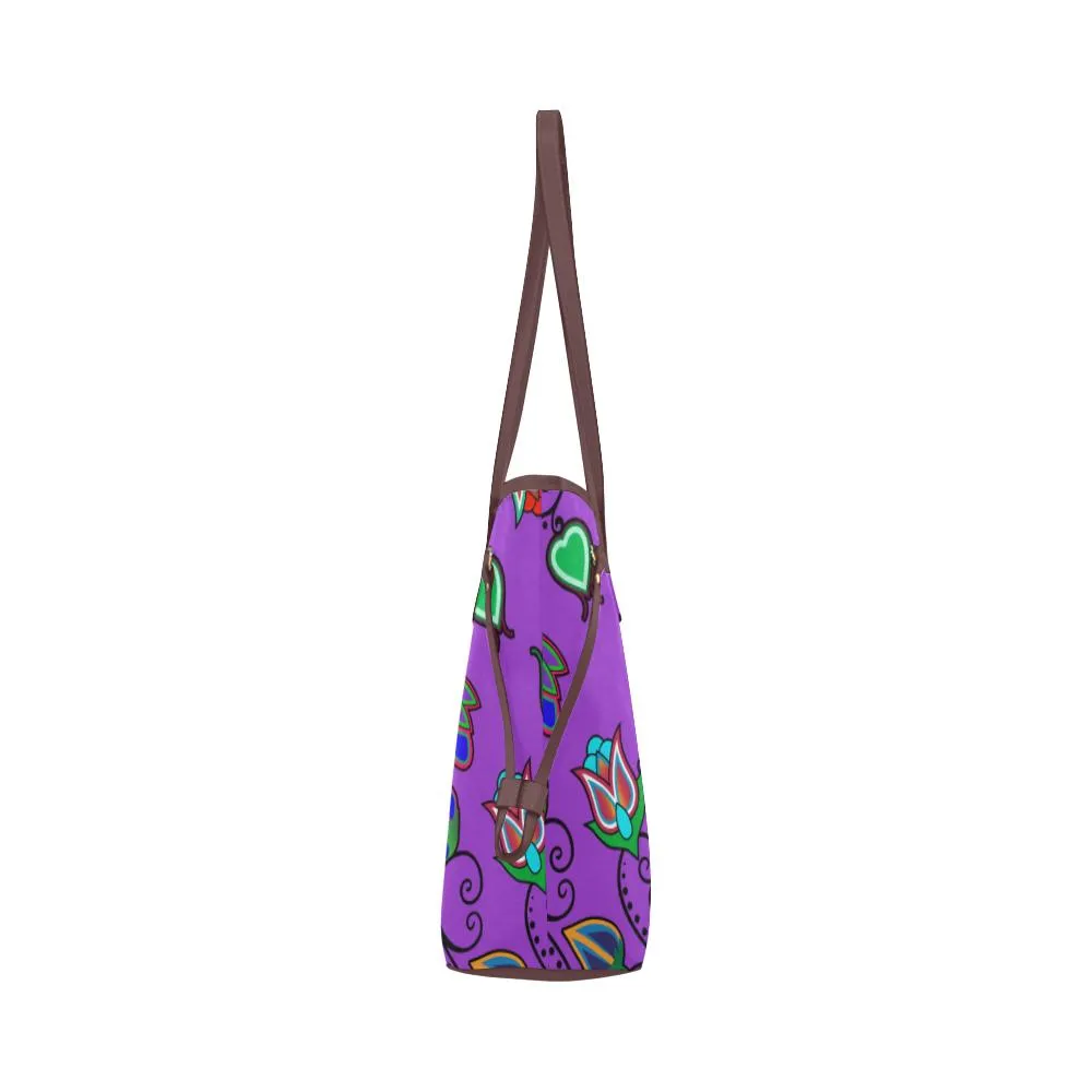 Indigenous Paisley - Dark Orchid Clover Canvas Tote Bag