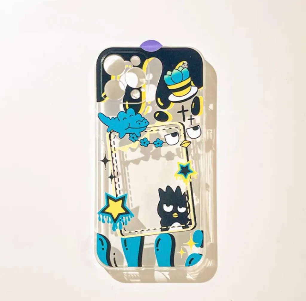 Japanese Cartoon Bad Badtz Maru XO with Dessert Photo Frame iPhone Case 6 7 8 PLUS SE2 XS XR X 11 12 13 14 15 Pro Promax 12mini 13mini