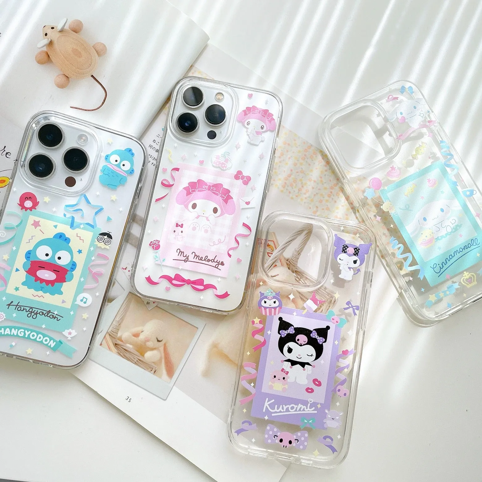 Japanese Cartoon Happy Party with friends | My Melody Kuromi Cinnamoroll Pochacco Hangyodon iPhone Case PLUS SE2 11 12 13 14 15 Pro Promax 12mini 13mini