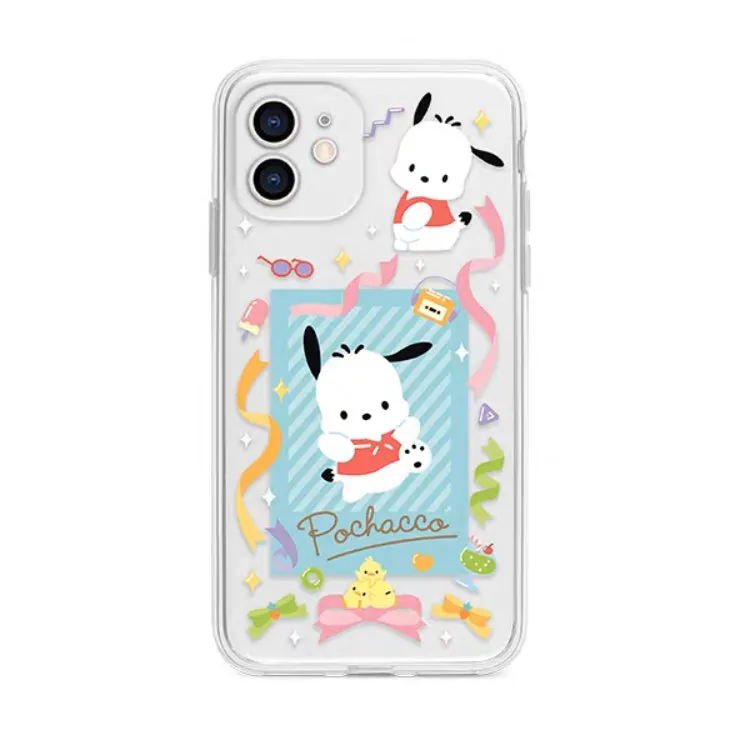 Japanese Cartoon Happy Party with friends | My Melody Kuromi Cinnamoroll Pochacco Hangyodon iPhone Case PLUS SE2 11 12 13 14 15 Pro Promax 12mini 13mini