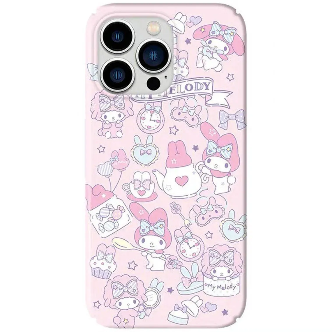 Japanese Cartoon MM & Piano Tea Party Pink iPhone Case PLUS XS XR X 11 12 13 14 15 Pro Promax