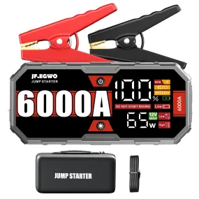 JFEGWO 6000A Jump Starter Car Battery Booster 65W Fast Charging Total 230W Power Bank, Pro