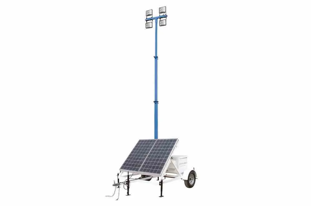 Larson Electronics 1.8KW Solar Power Generator w/ Pneumatic Light Tower Mast - (4) LED Lights - 64000 Lumens - 36 Hours