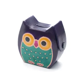 Leather Owl Coin Bank