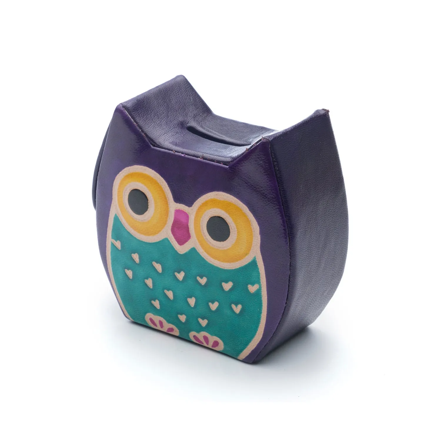 Leather Owl Coin Bank