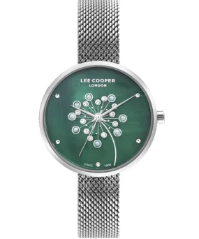 Lee Cooper  Women's Watch Green Dial Silver Mesh Strap, LC07601.370