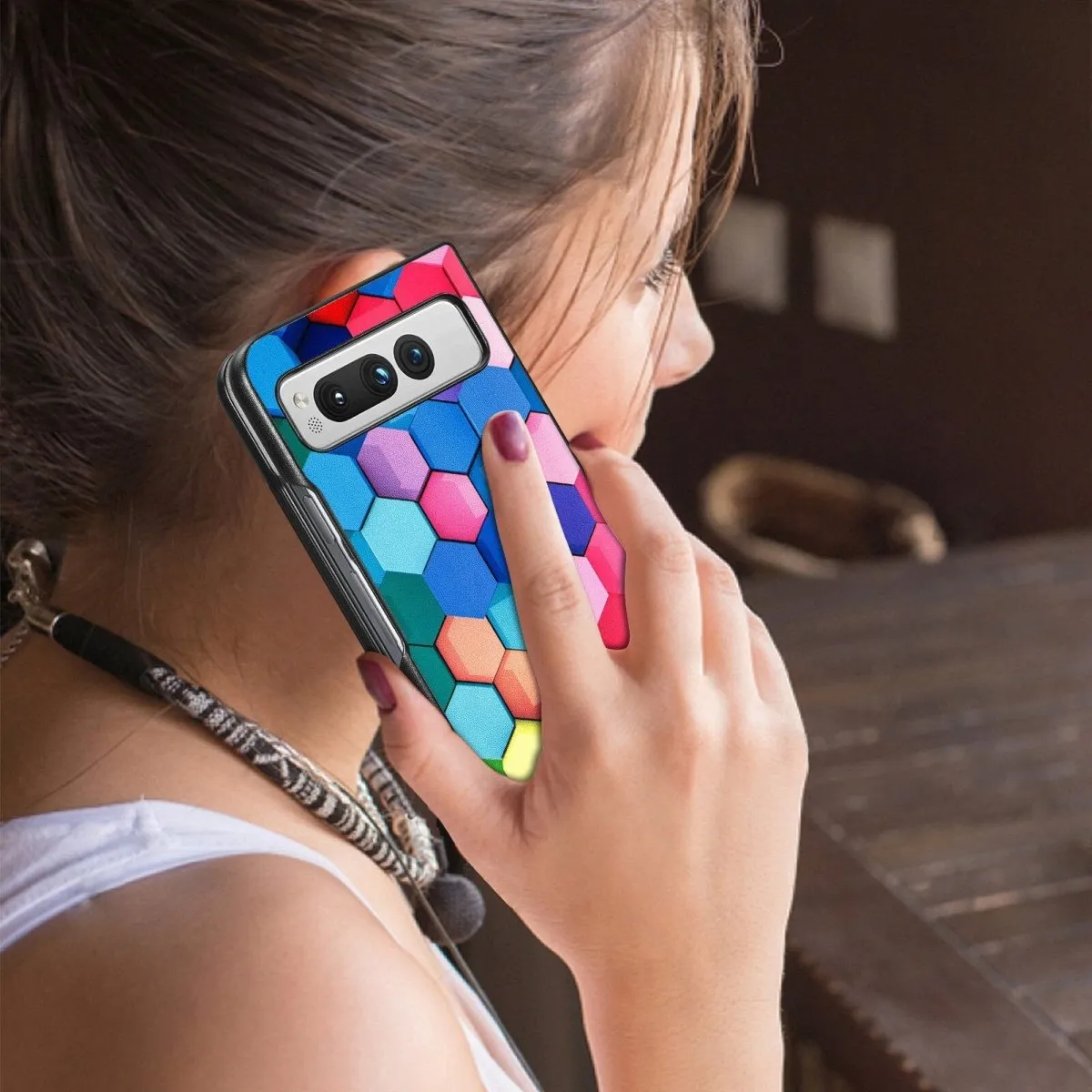 Lene Multi-Coloured Painted Leather Case for Google Pixel Fold