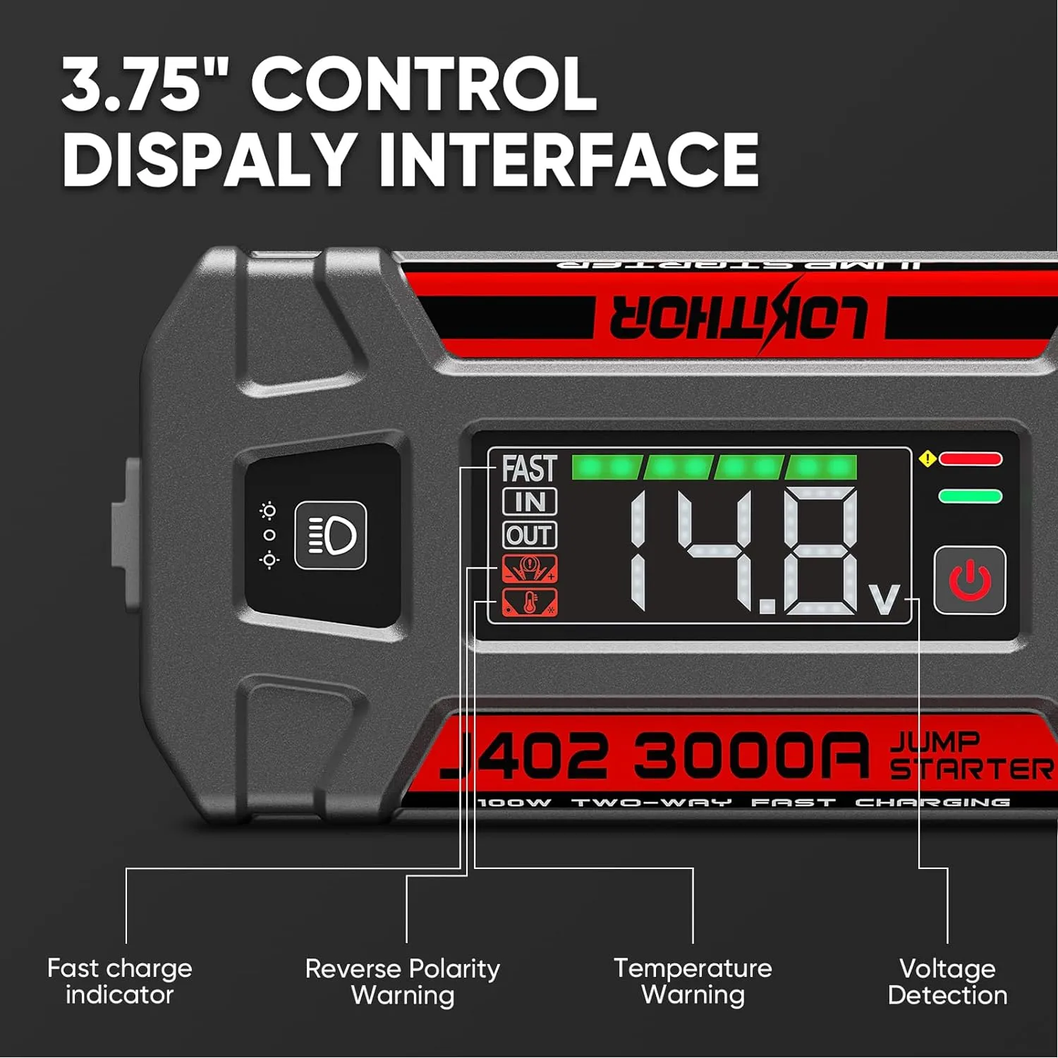 LOKITHOR J402 Jump Starter 100W Two-way Fast Charging 3000Amp