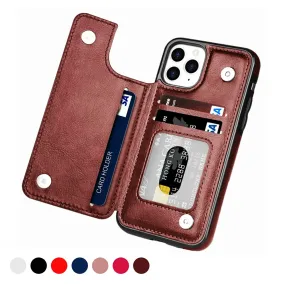 Luxury PU Leather Wallet Case For iPhone with Kickstand Card Holder Slots Cover