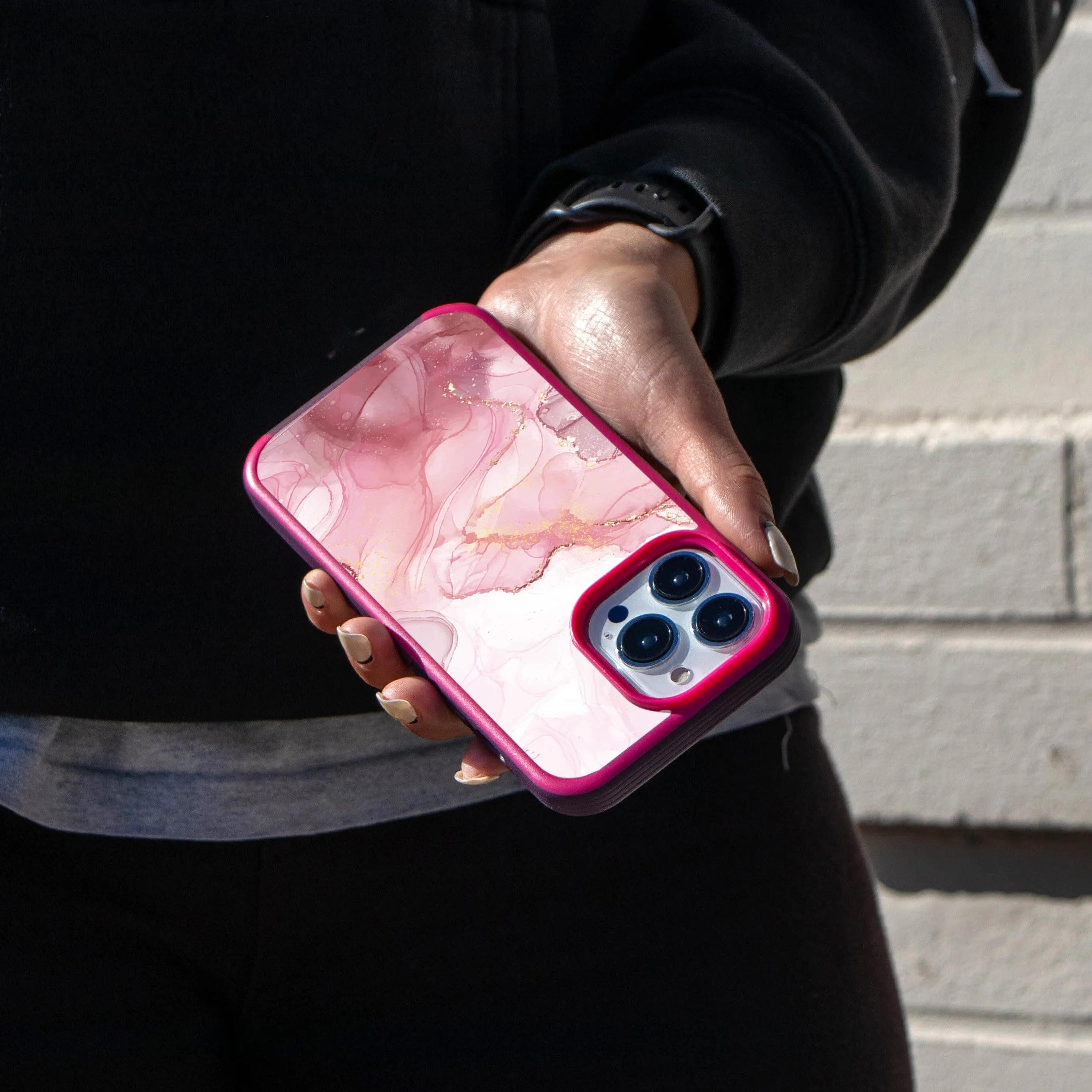 MagSafe iPhone 14 Pro Pink Marble Case