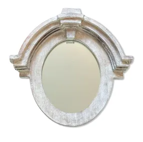 Mansard Arched Oval Mirror White Washed | Solid Wooden | Mango Wood | Gift Idea