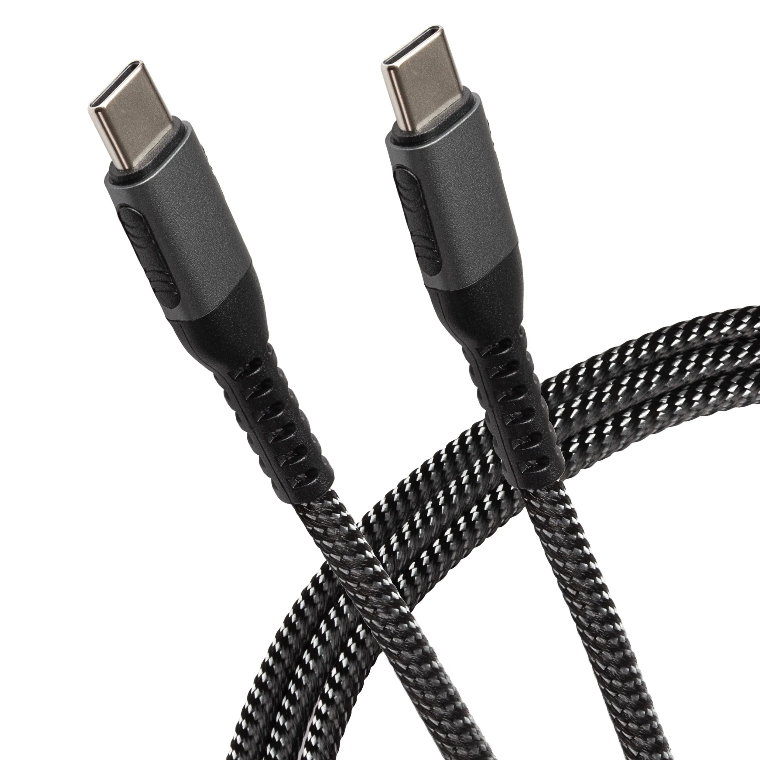 Maplin USB-C to USB-C 60W Braided Cable - Black