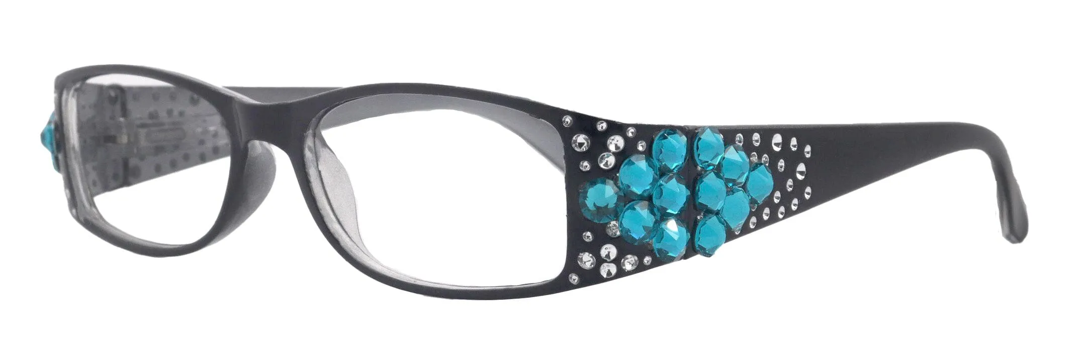 Merkel, The Diamond Crystal Shape, Bling Women Reading Glasses, w Blue Zircon Genuine European Crystals  1.25 to  3.00. NY fifth Avenue.