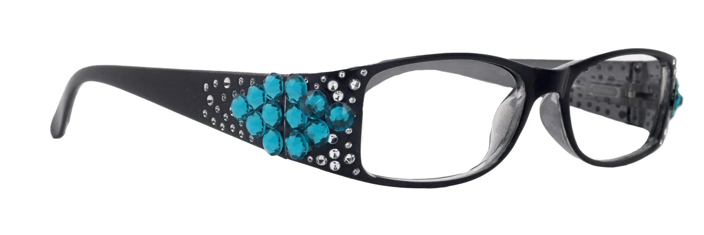 Merkel, The Diamond Crystal Shape, Bling Women Reading Glasses, w Blue Zircon Genuine European Crystals  1.25 to  3.00. NY fifth Avenue.