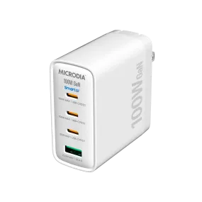 MICRODIA SMARTCube™ Nano 100W, GaN Wall Charger, 3-Port & USB-C PD3.1   USB-A QC4.0