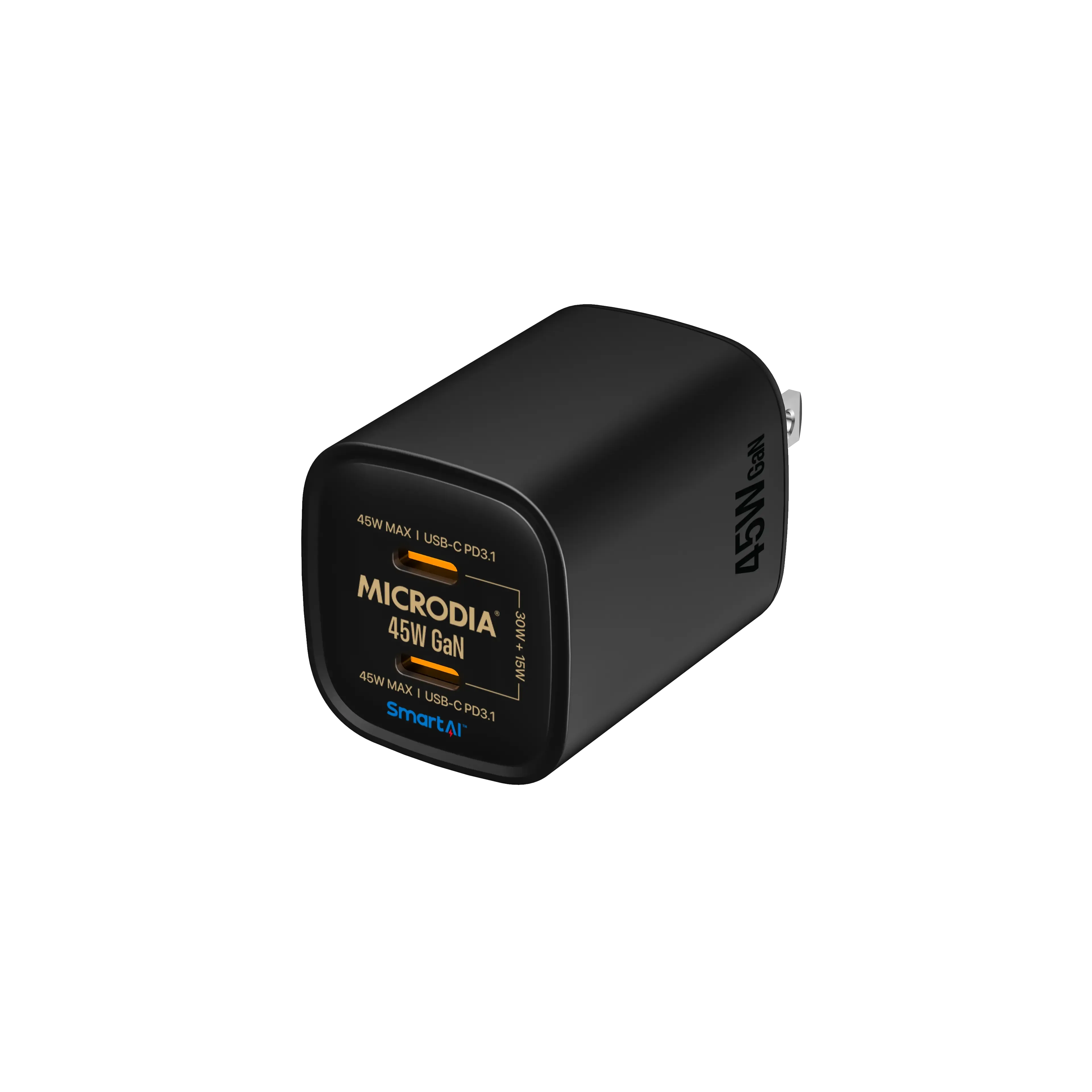 MICRODIA SMARTCube™ Nano 45W GaN Pro Wall Charger, Dual USB-C PD3.0