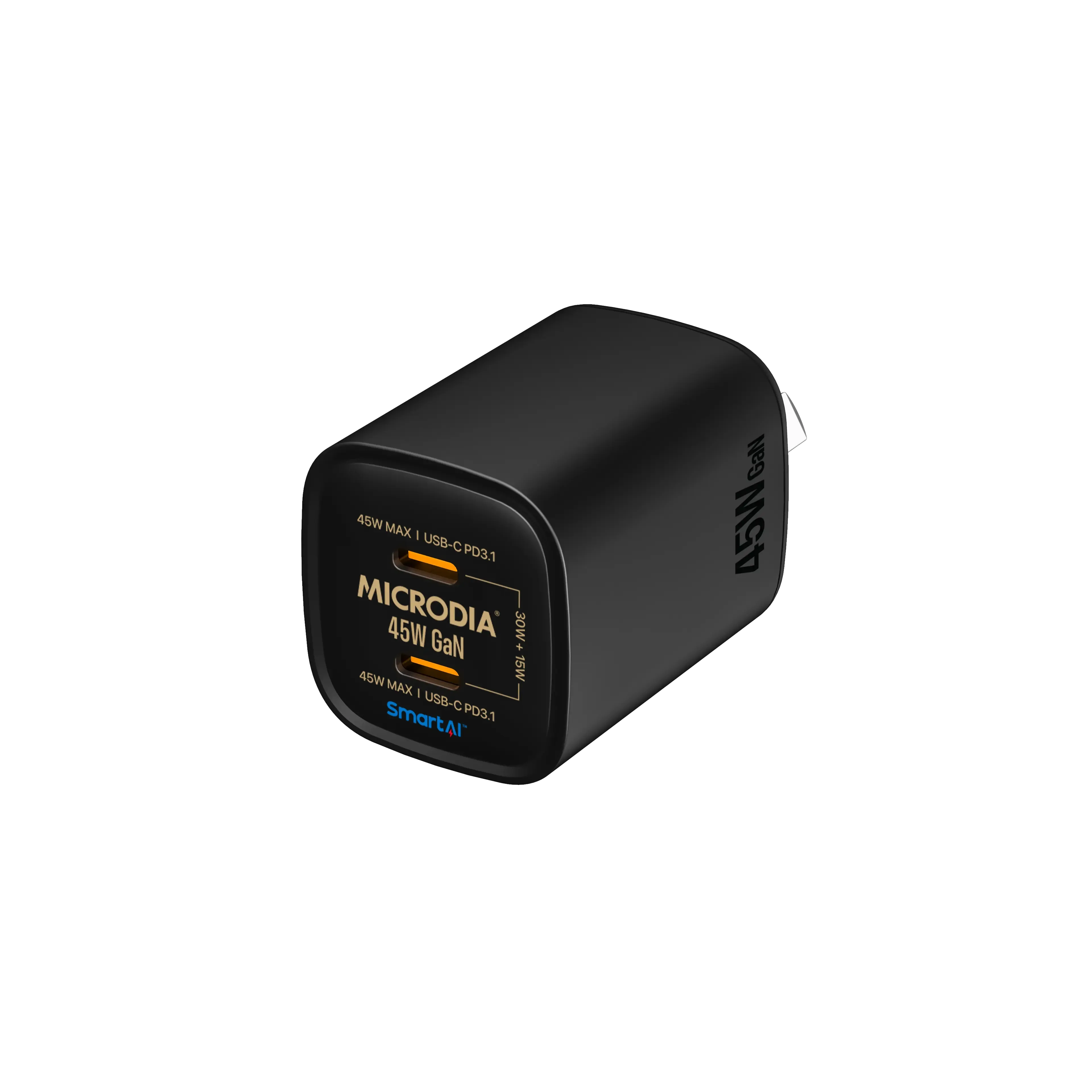 MICRODIA SMARTCube™ Nano 45W GaN Pro Wall Charger, Dual USB-C PD3.0