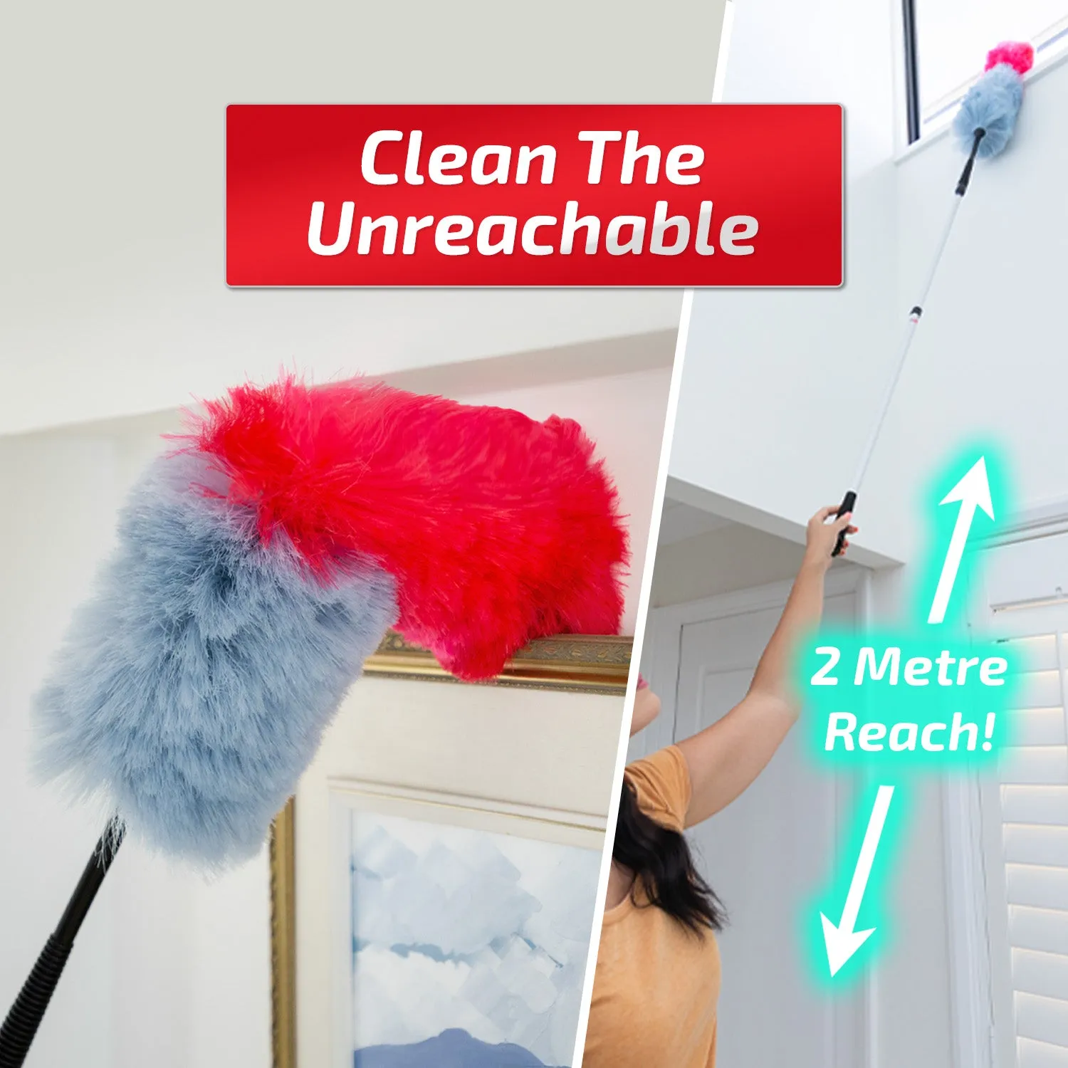 Miracle Magnetic Duster® TV Offer With 2x BONUS Extension Poles   Window Cleaning Kit