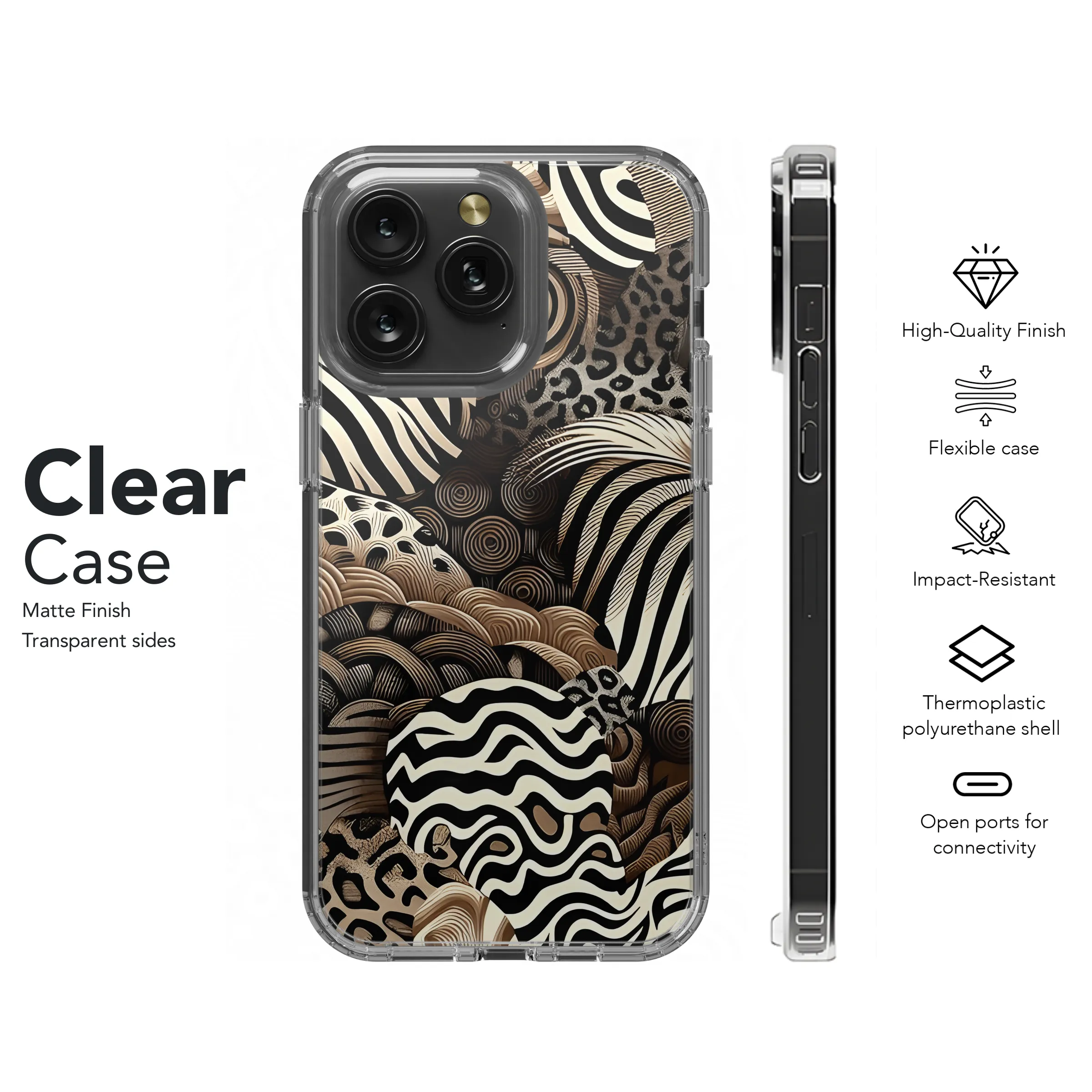 Mixed Animal Skin Phone Case iPhone Samsung Cover Pixel 2753