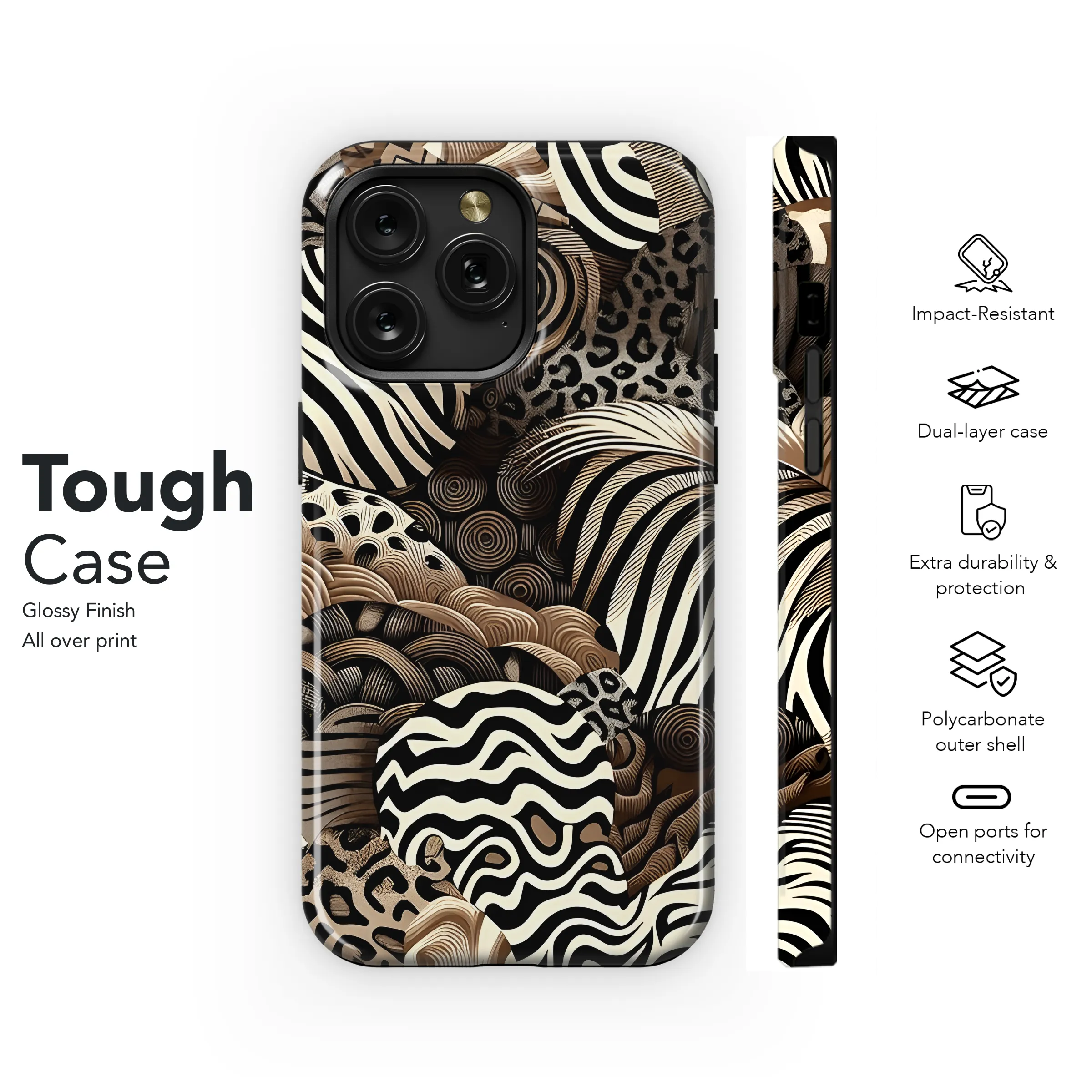 Mixed Animal Skin Phone Case iPhone Samsung Cover Pixel 2753