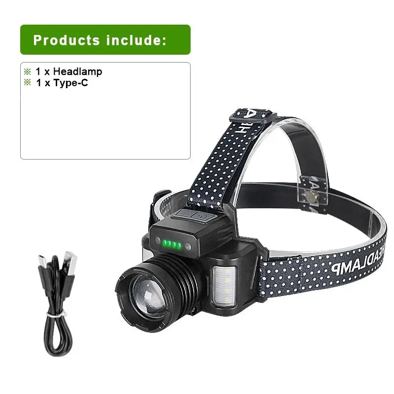 Most Powerful IR Sensor Headlamp 1800M Rechargeable LED Headlight Super Bright Head Flashlight Long Shot Head Lamp Fishing Torch