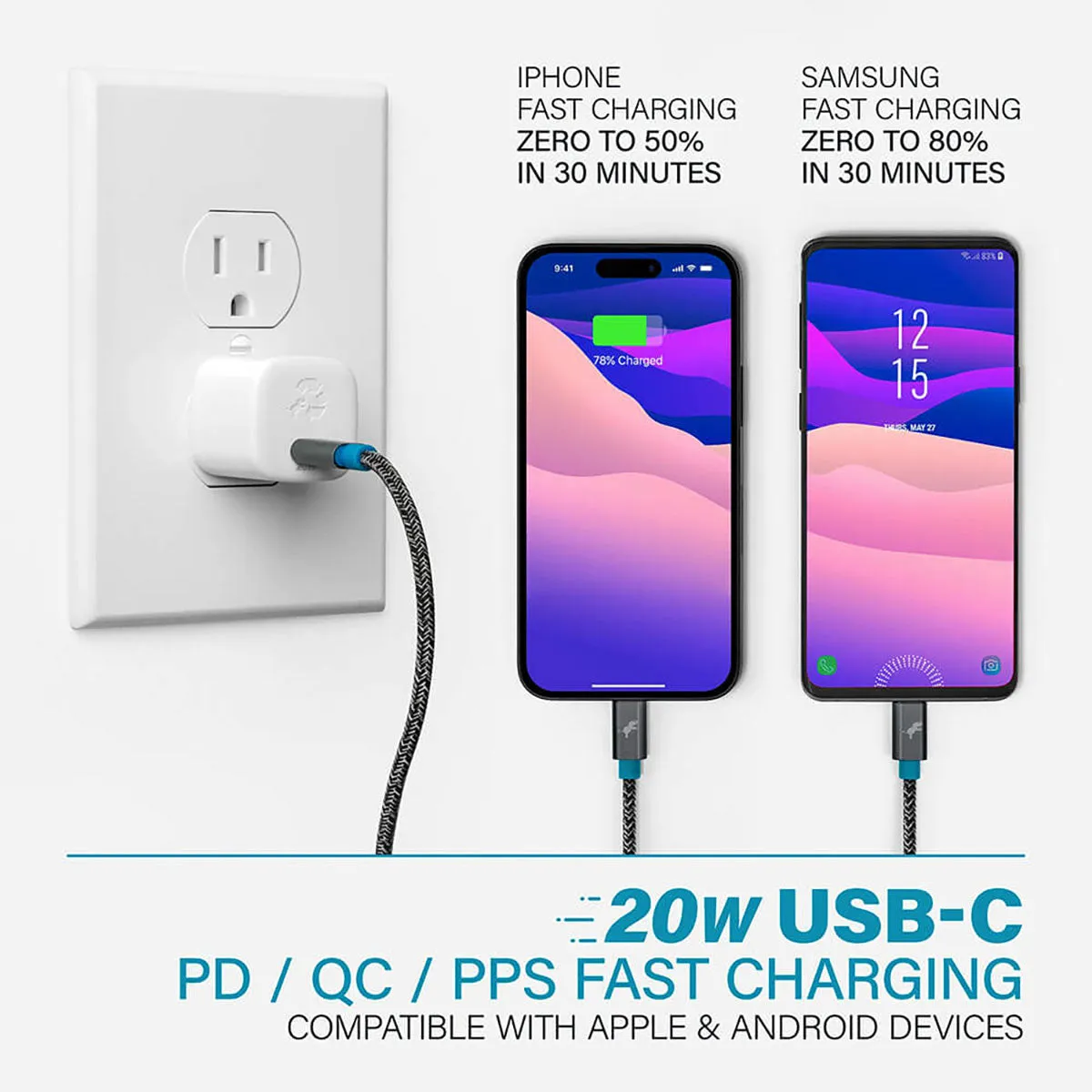 Nimble Wally Subnano Custom 20W Usb-C Wall Charger, White