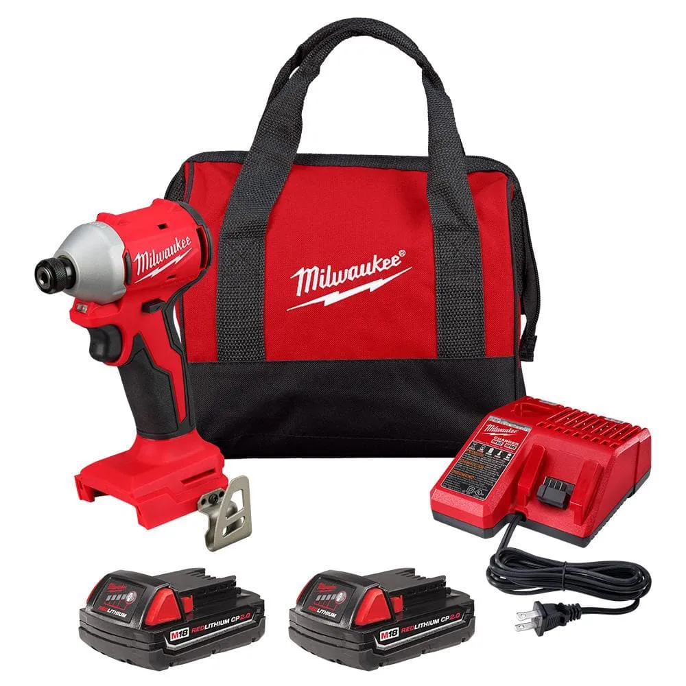 Open Box - Milwaukee M18 18V Lithium-Ion Brushless Cordless 1/4 in. Impact Driver Kit with Two 2.0 Ah Batteries and Charger