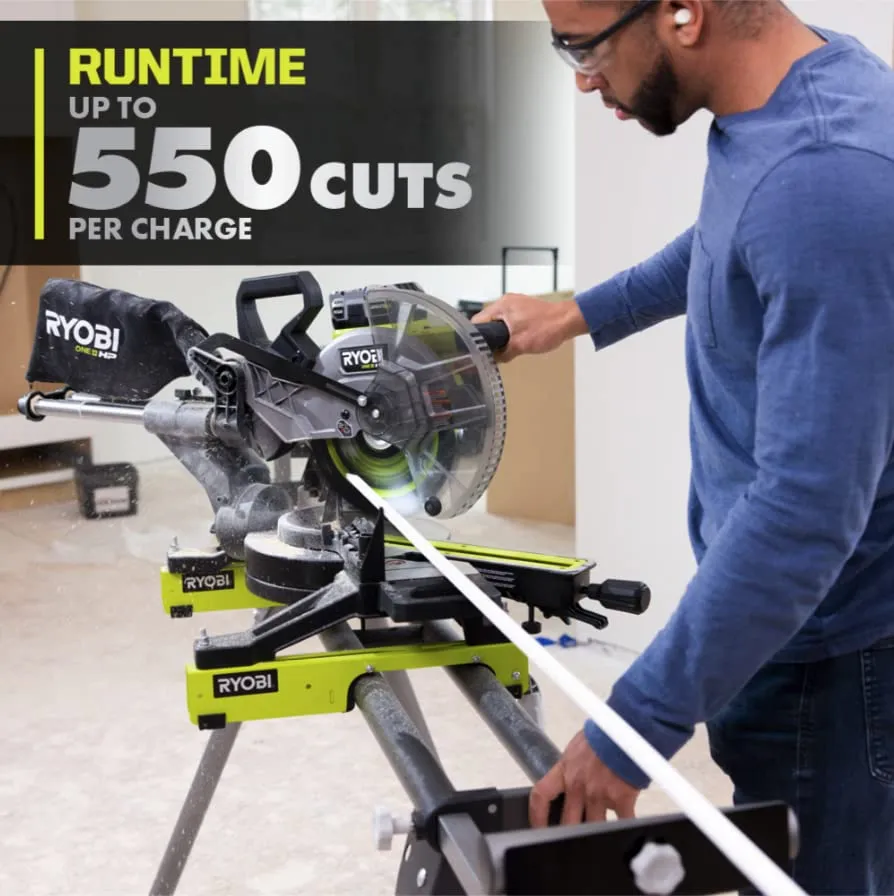 Open Box -  RYOBI 18V ONE  HP Brushless Cordless 10-inch Mitre Saw Kit with 4.0 HP Battery and Charger