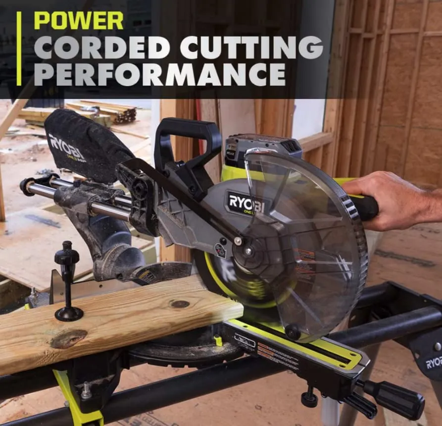 Open Box -  RYOBI 18V ONE  HP Brushless Cordless 10-inch Mitre Saw Kit with 4.0 HP Battery and Charger