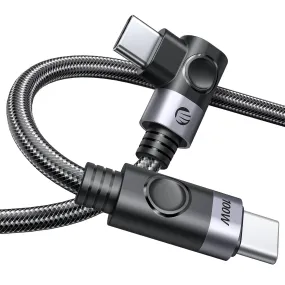 ORICO PD 5A 100W Fast Charging USB-C to USB-C Right Angle Type C Connector Nylon-Braided Charger Cable with 480Mbps Data Transfer for iPhone 16/15 Plus Pro Max, iPad Pro/Air, MacBook, Smartphones, Tablets & Computer Laptops | ORICO-C2CW