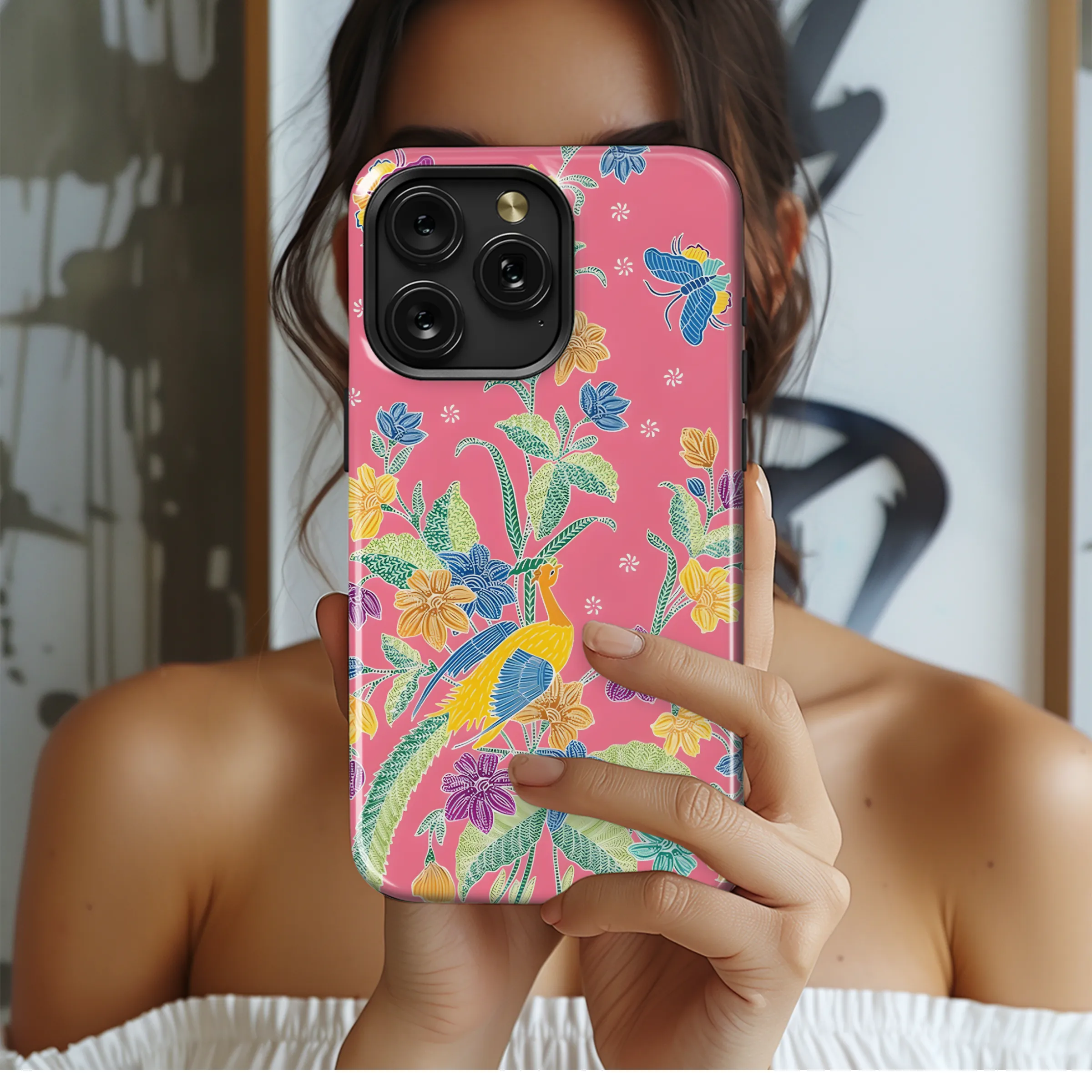 Peacock Nyonya Sarong Phone Case iPhone Samsung Cover Pixel 3826