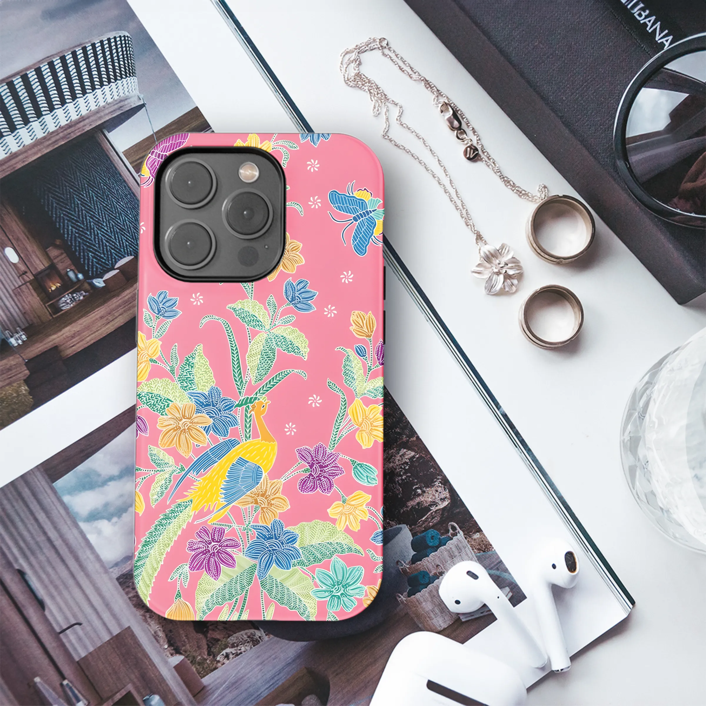 Peacock Nyonya Sarong Phone Case iPhone Samsung Cover Pixel 3826