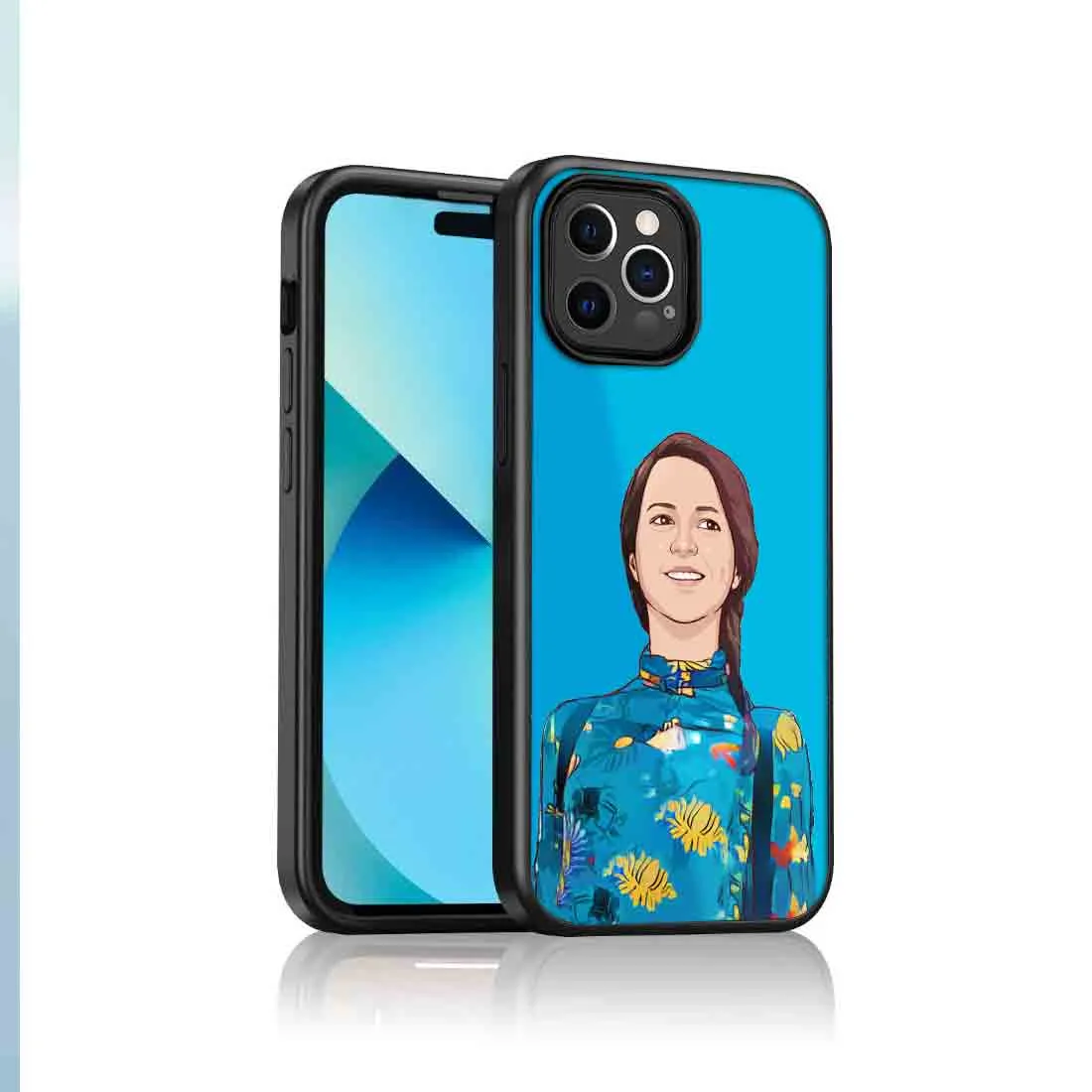 Personalized Phone Cover with Picture Blue iPhone 13 Pro Back Case - Cartoonized From Image