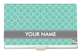 Personalized Visiting Card Holder with Name - Blue Design