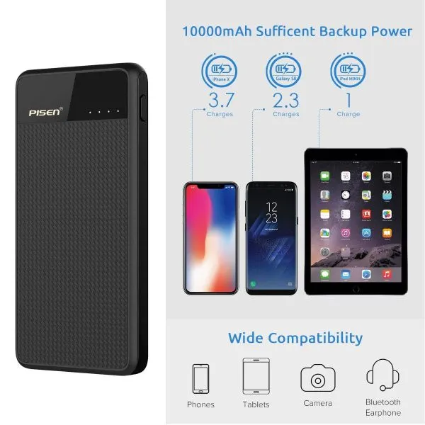 PISEN 品胜 10000mAh 便携充电宝 Power Bank 2xUSB