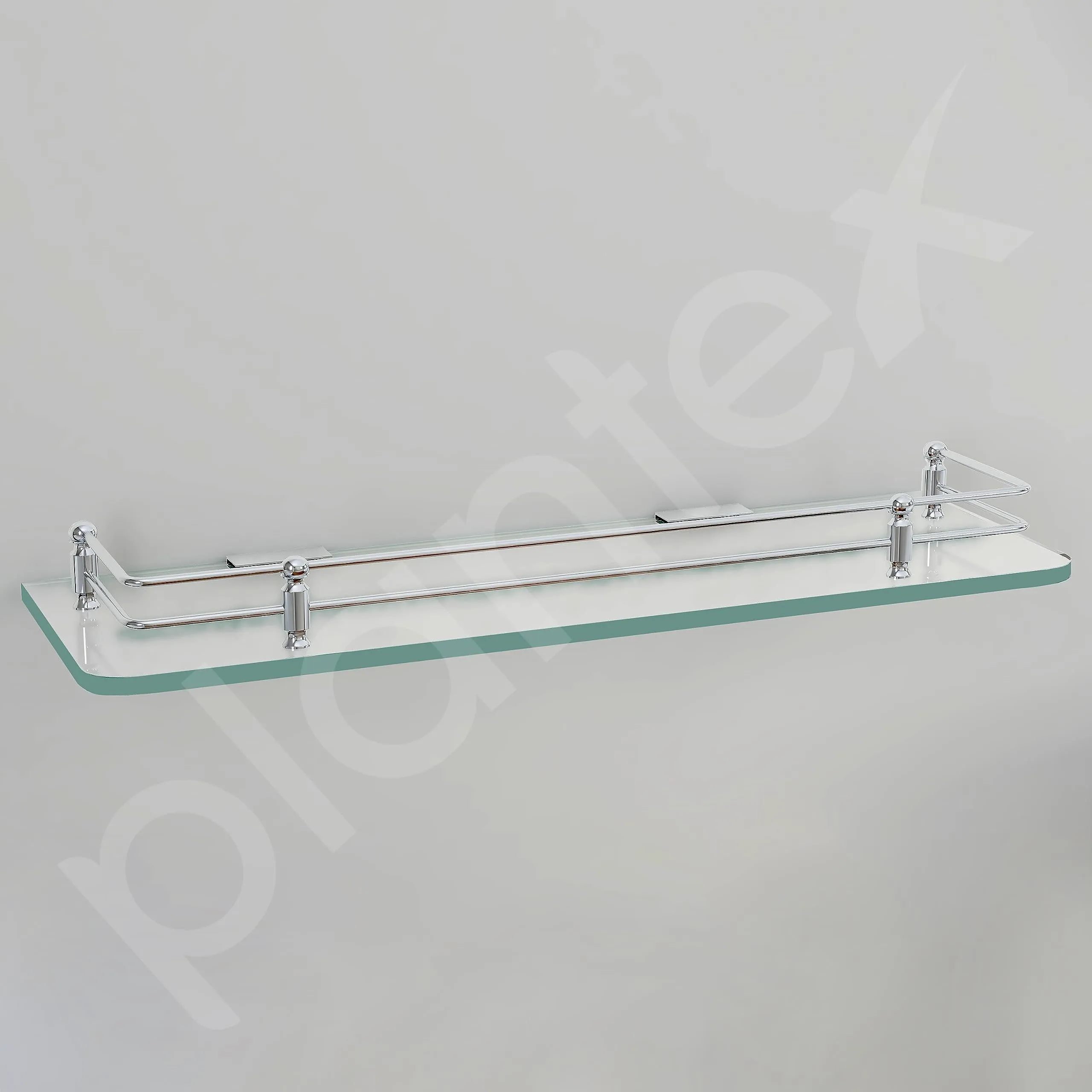 Plantex Premium Transparent Glass Shelf for Bathroom/Kitchen/Living Room - Bathroom Accessories (Polished, 18x6 Inches) - Pack of 1