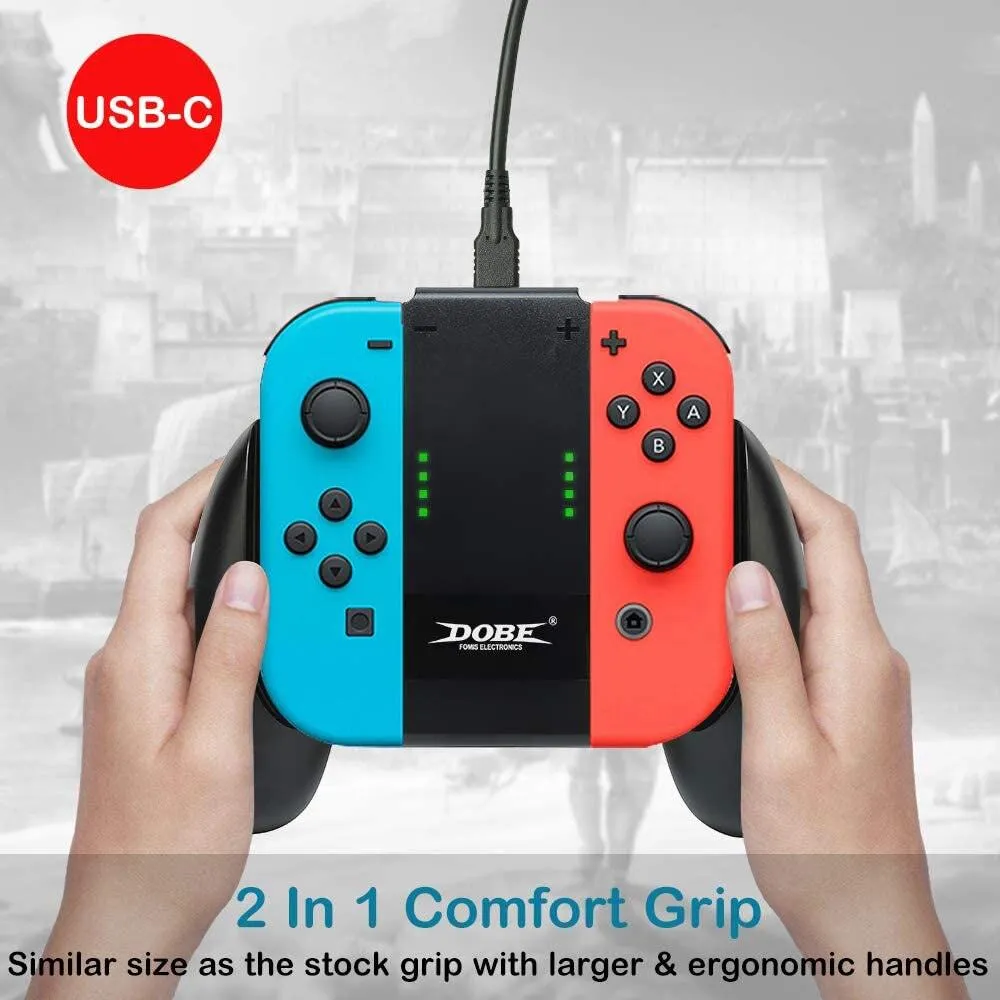 Play and Charge Joy Con Grip for use with Nintendo Switch USB-C Charging Great For Long Games